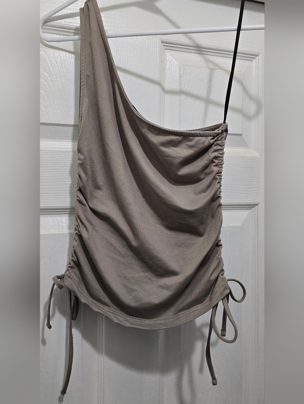 Forever 21 Taupe One-Shoulder Ruched Tank